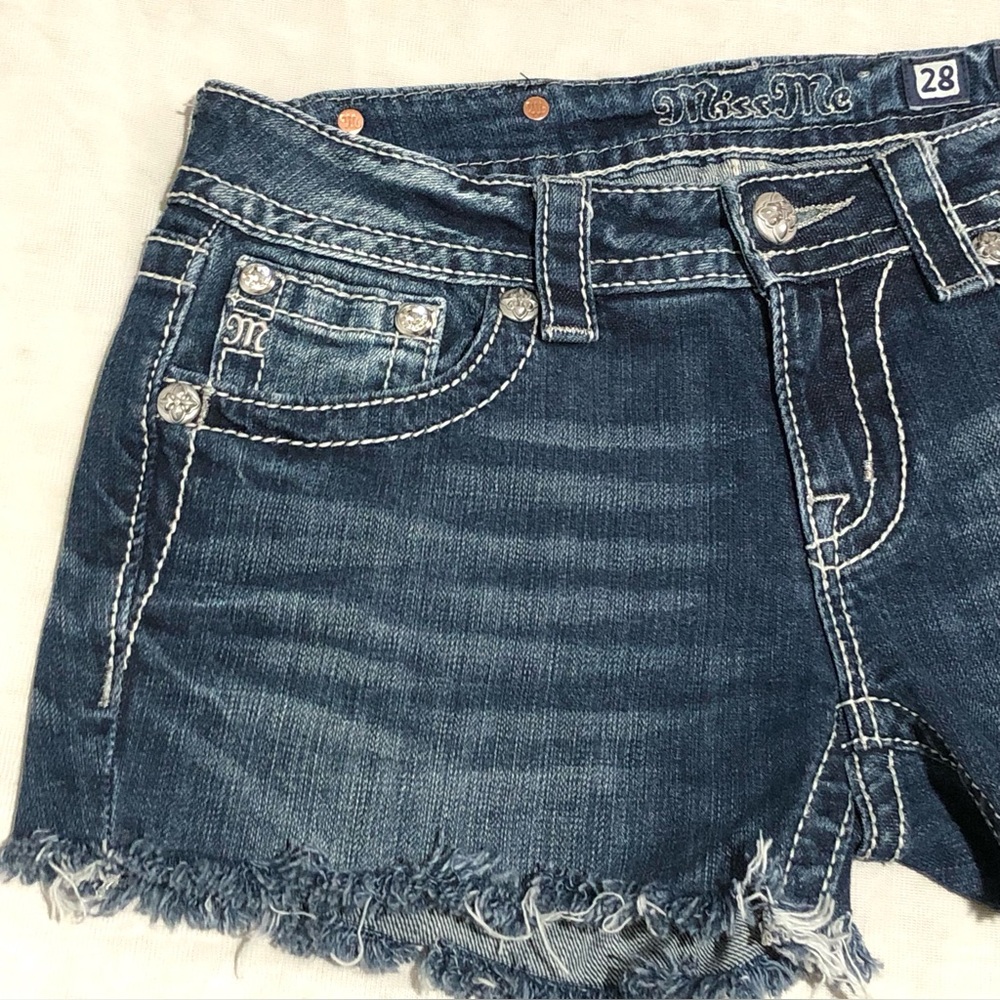 Miss Me Blue Jean Shorts with Embellished Back - Picture 6 of 10